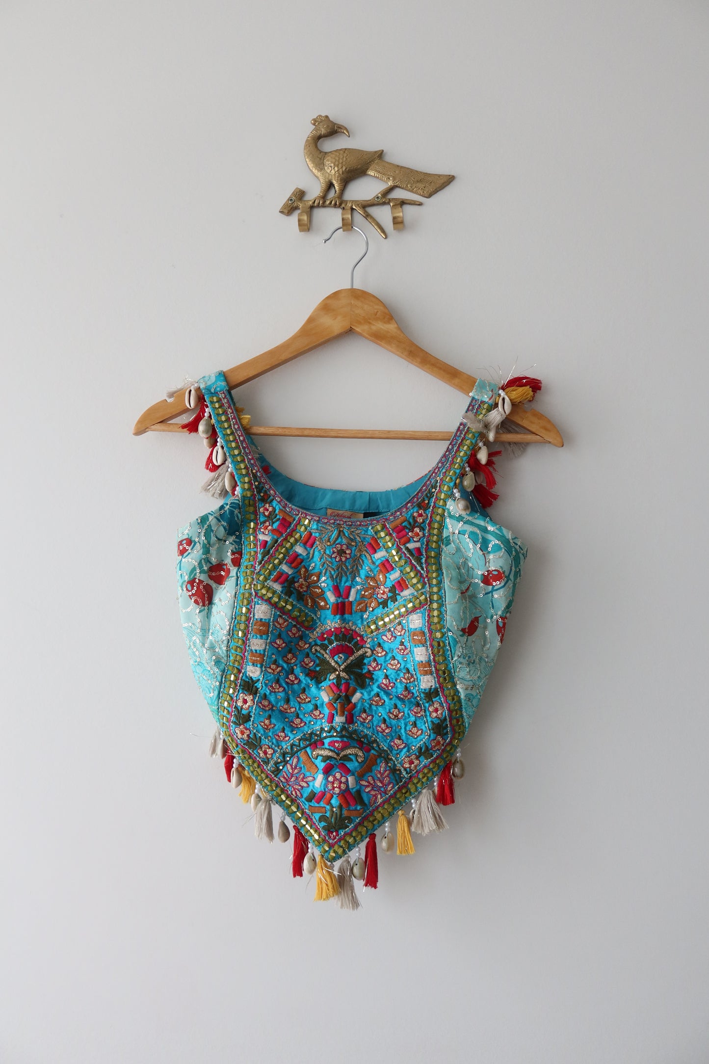 Baby Blue Sharara Set with Seashell Border