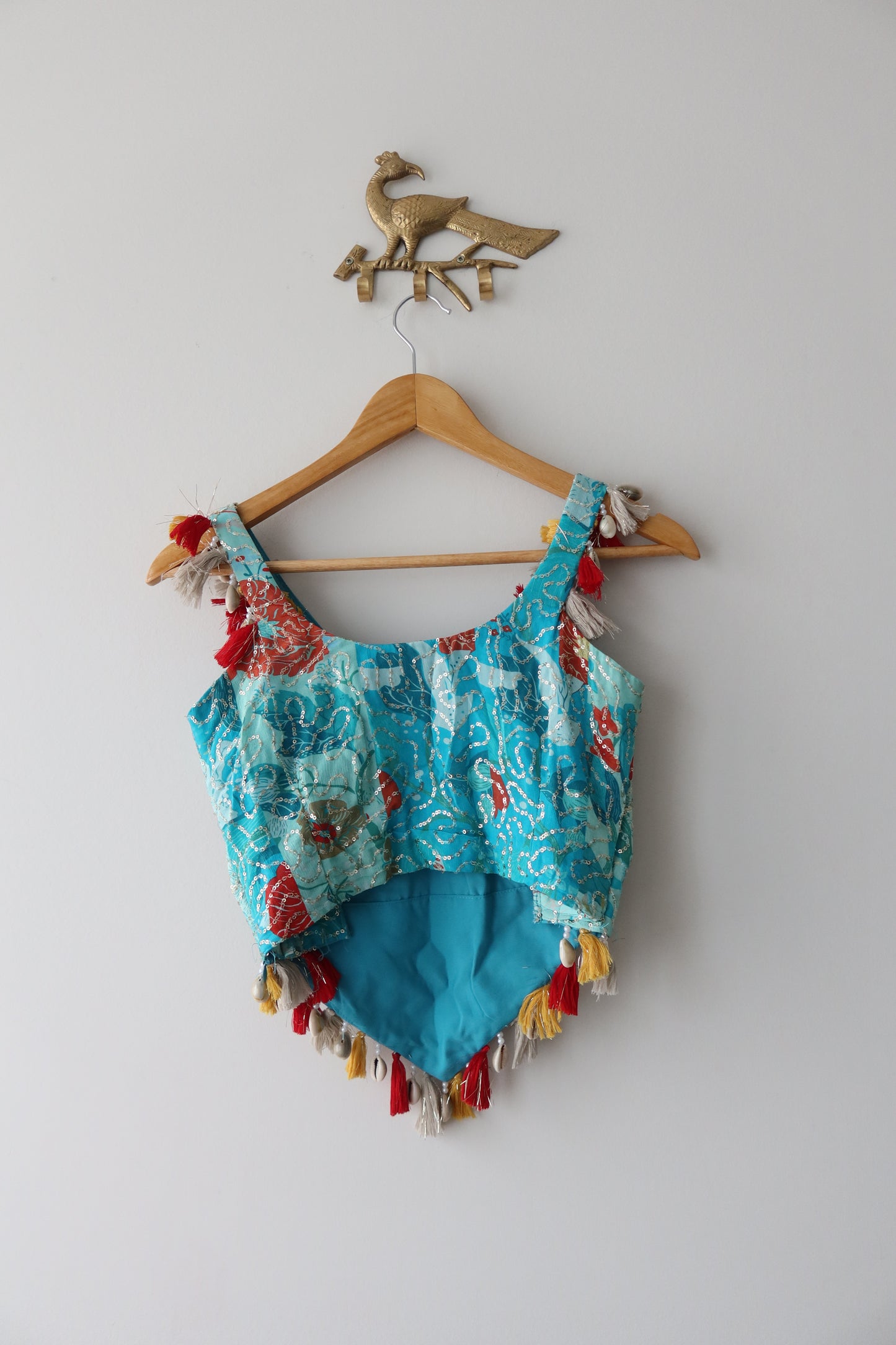 Baby Blue Sharara Set with Seashell Border