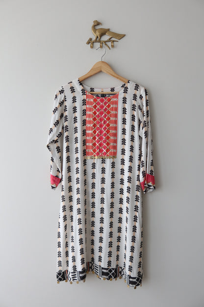 White & Pink Geometric 2-Piece Co-ord Set