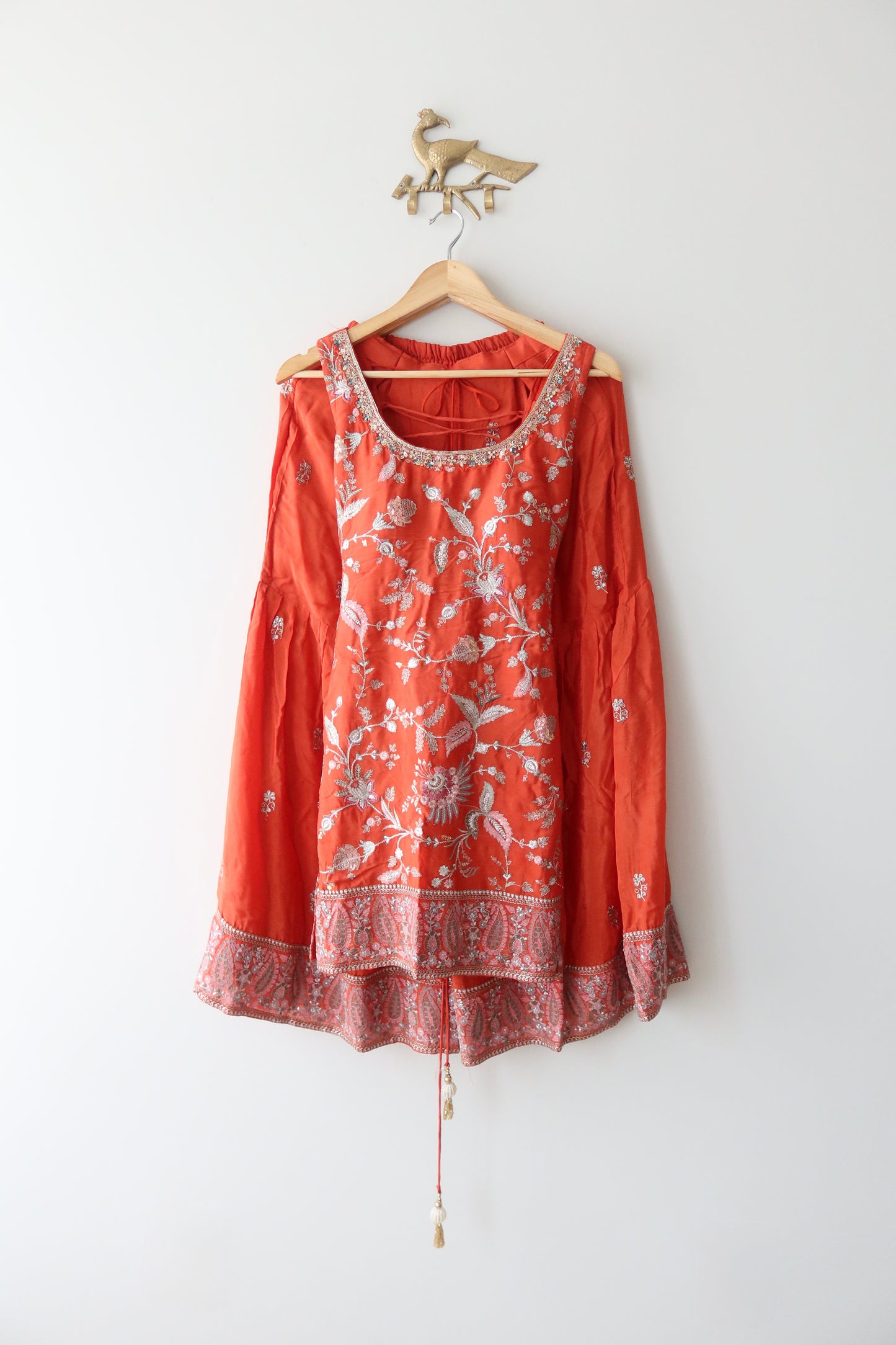 Embroidered Orange 3-Piece Sharara Set