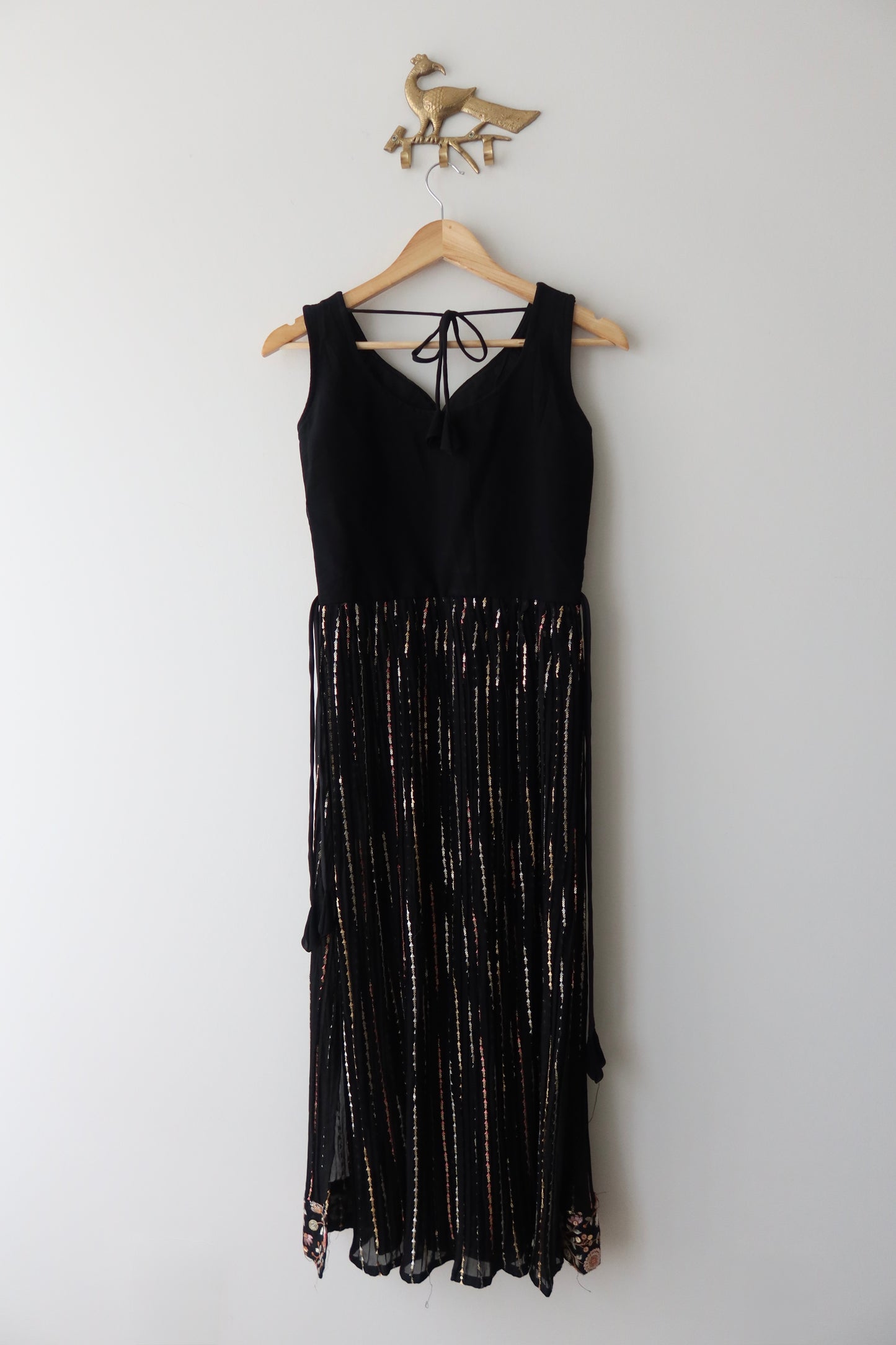 Embellished Black 3-Piece Gown Set