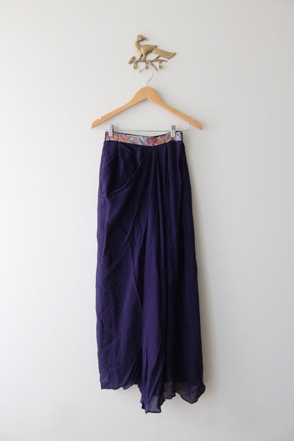 Deep Purple Pleated Skirt Set with Dupatta