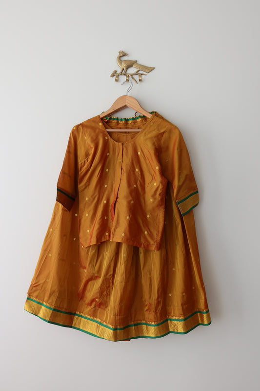 Burnt Orange Silk Skirt & Top Set