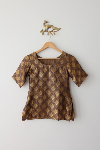 Maroon & Gold Silk Lehenga Set