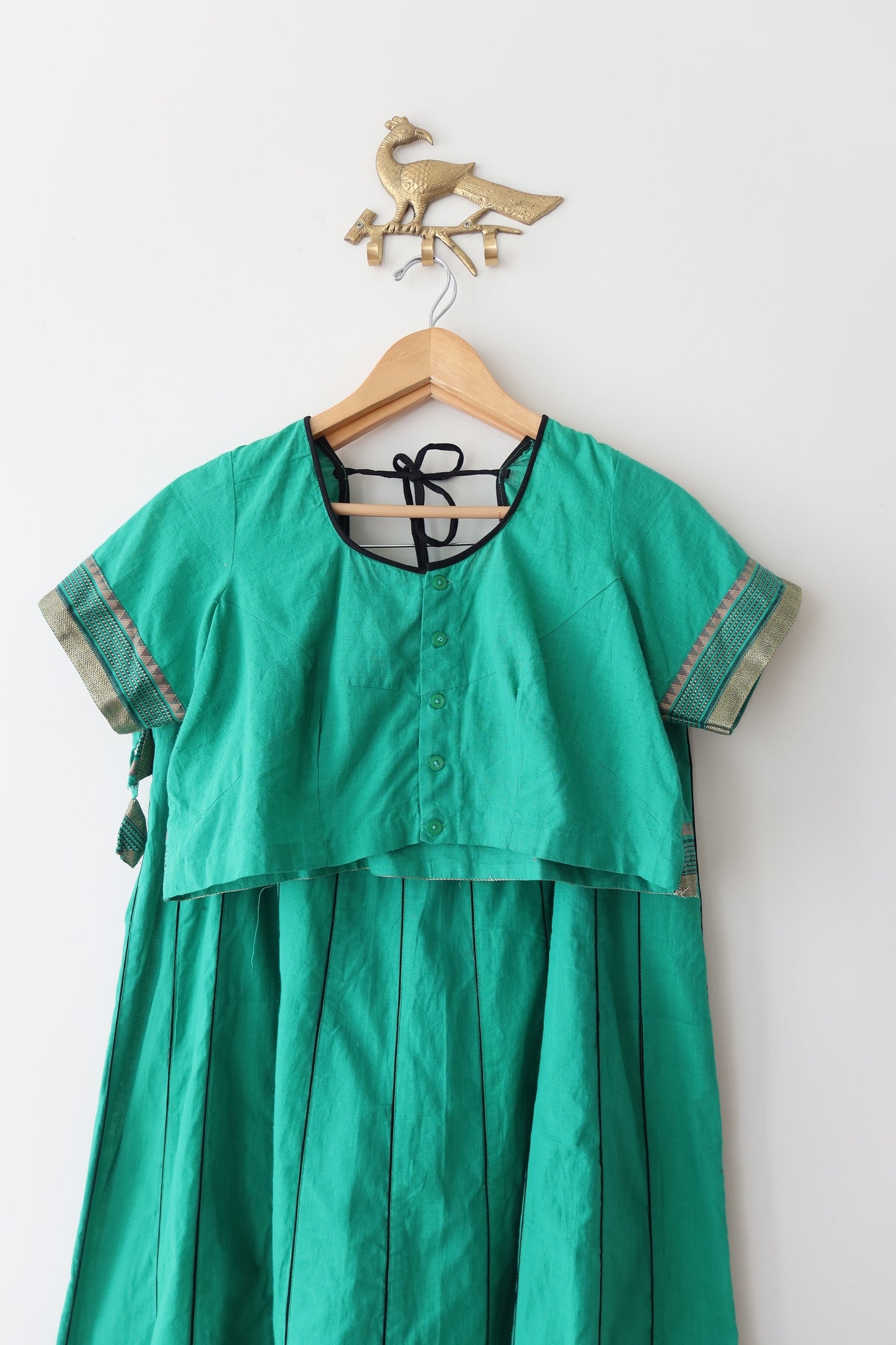 Lightweight Bottle Green Cotton Skirt Set