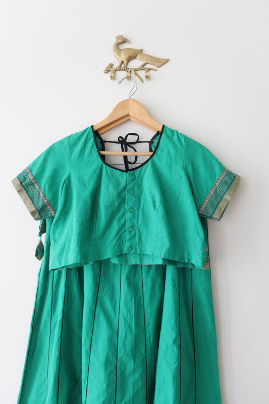 Lightweight Bottle Green Cotton Skirt Set