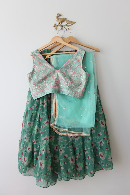 Lightweight Sea Green Lehenga Set