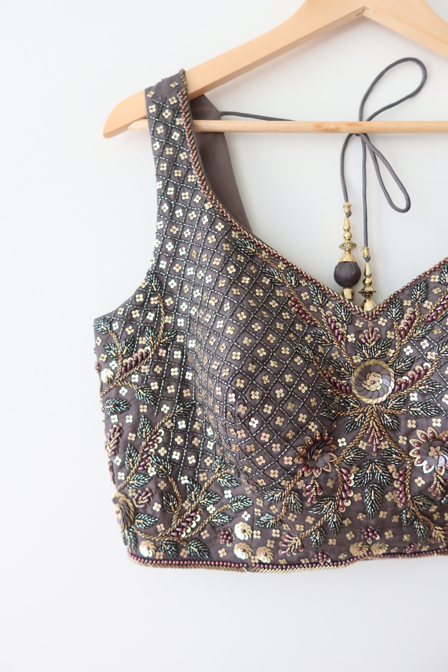 Gray Embellished Lehenga Set