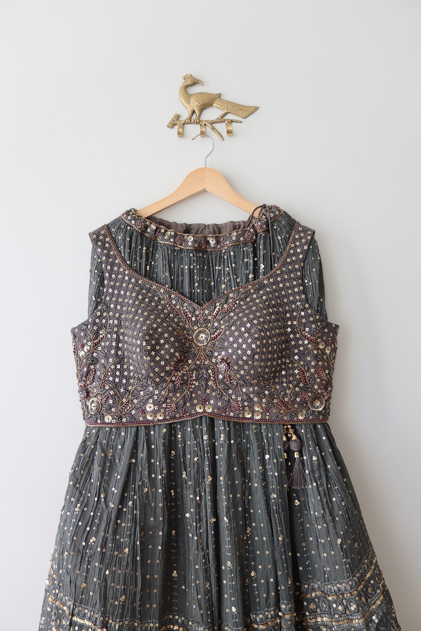 Gray Embellished Lehenga Set