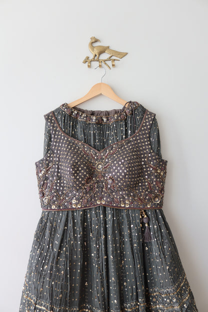 Gray Embellished Lehenga Set