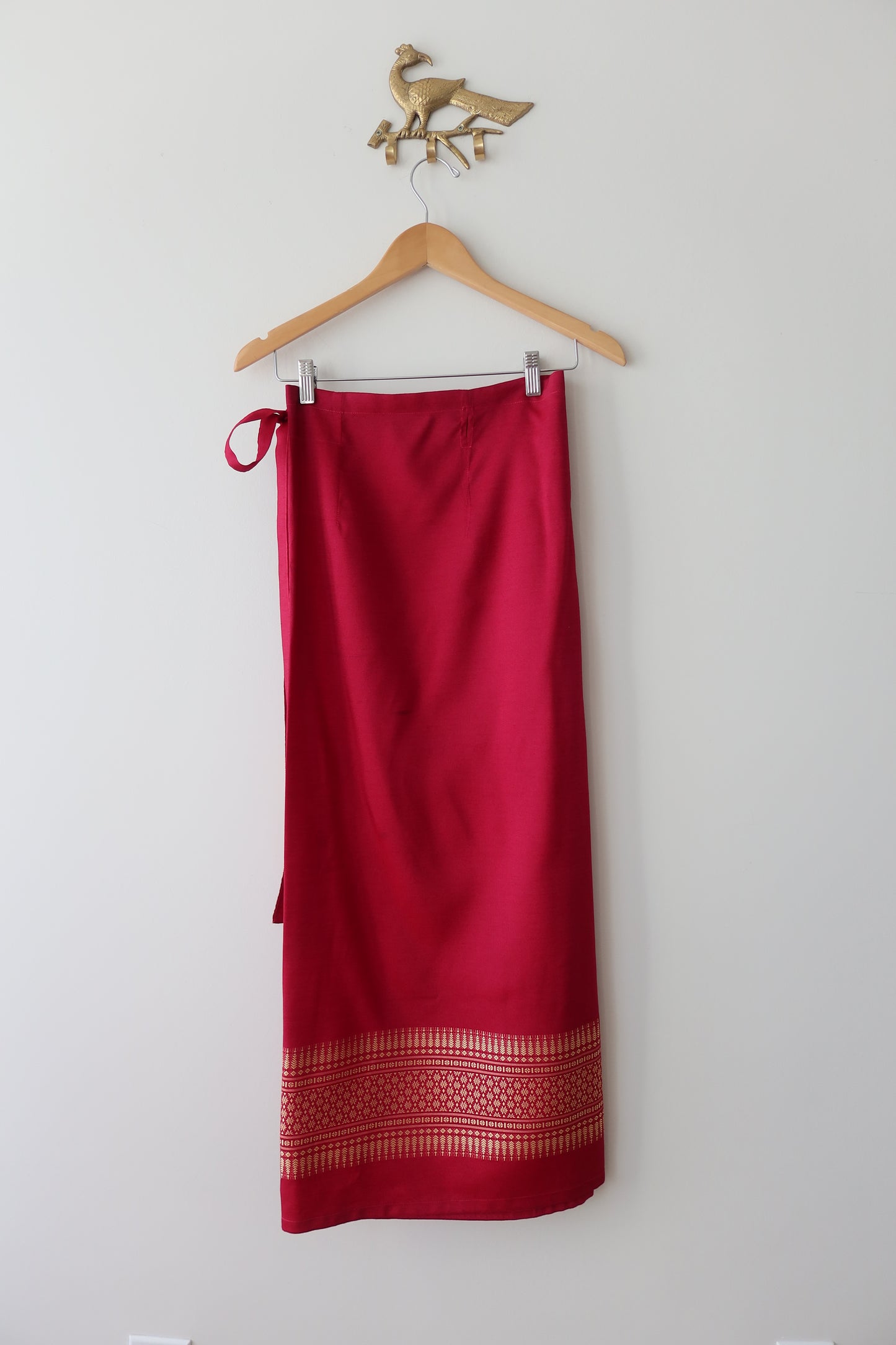 Ruby Pink Silk Wrap Skirt Set