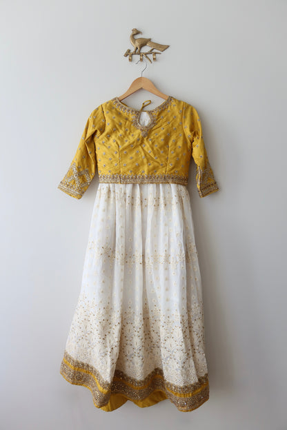 Yellow and White 3-piece Lehenga Set