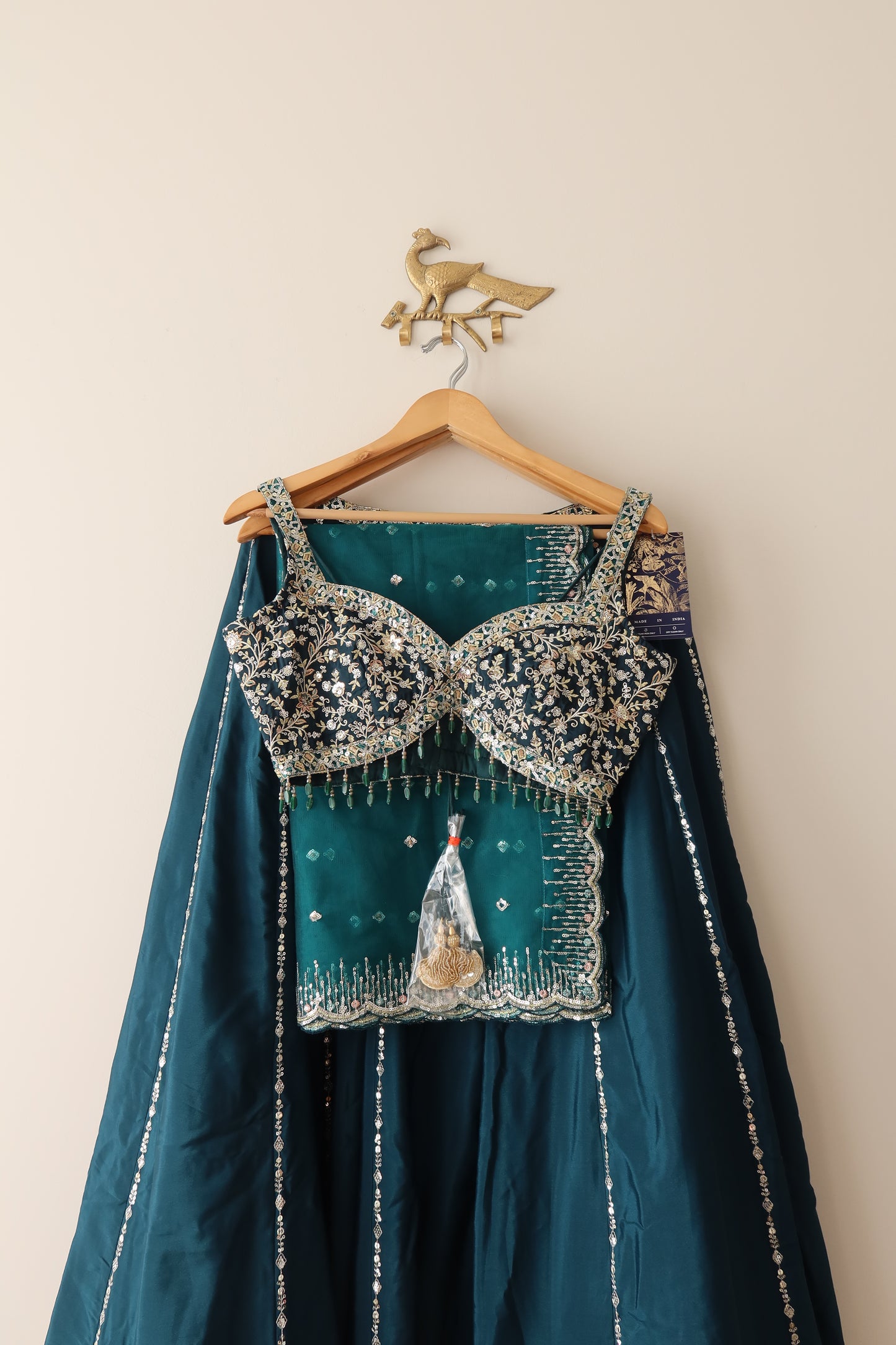 Teal Green Embroidered Lashkaraa Lehenga with Tags