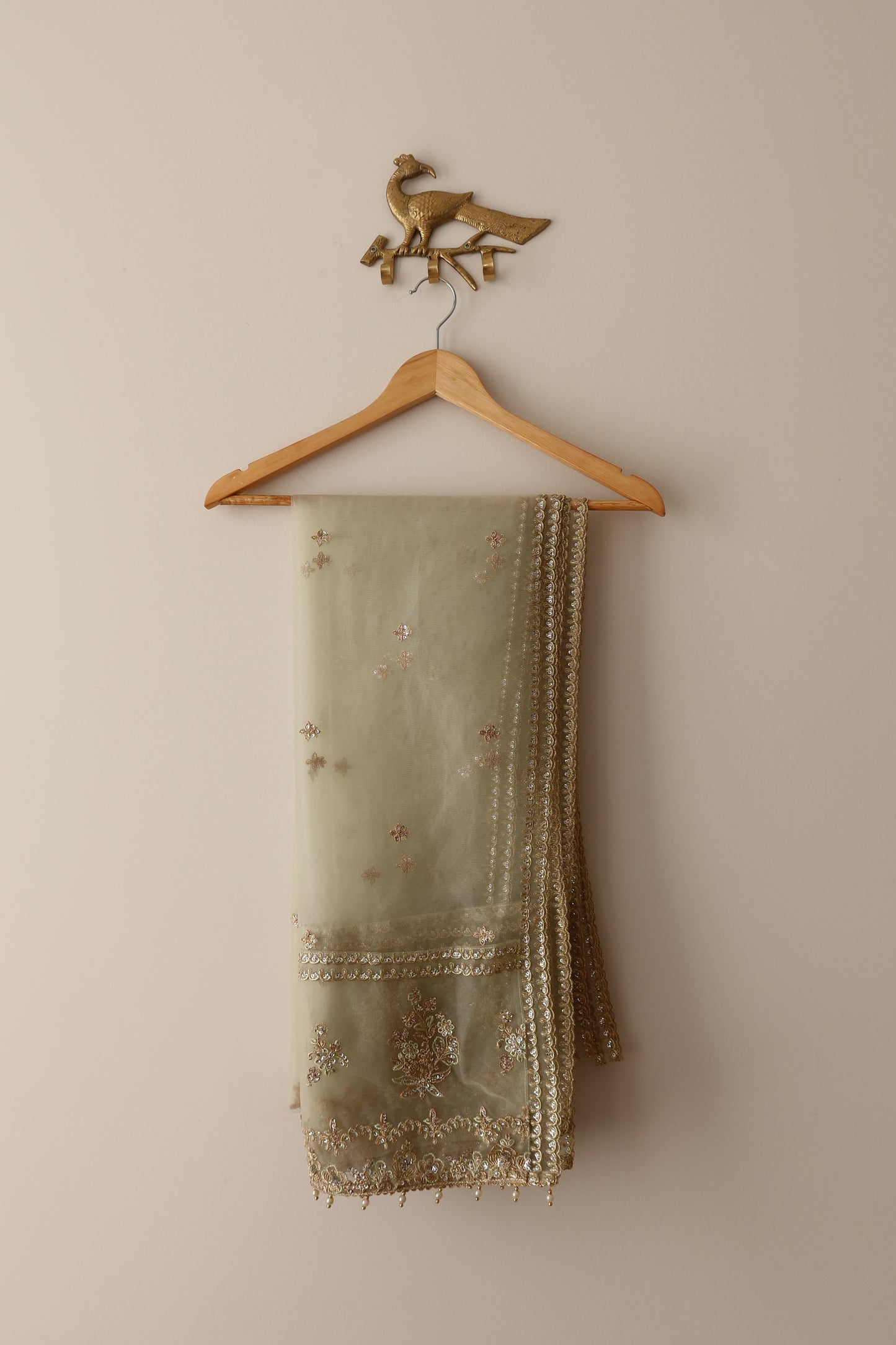 Lashkaraa Teal Green Embroidered Crepe Silk Lehenga