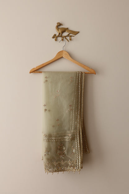 Lashkaraa Teal Green Embroidered Crepe Silk Lehenga