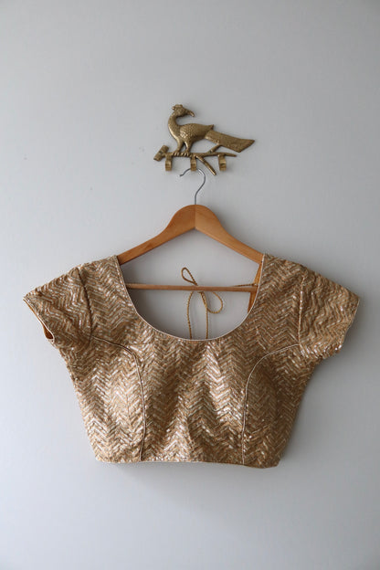 Gold Sequined Blouse - New, XXS/32