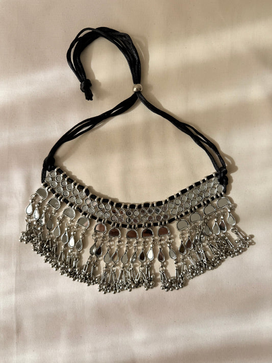 Adjustable Chaava Mirror Work Choker Necklace - New
