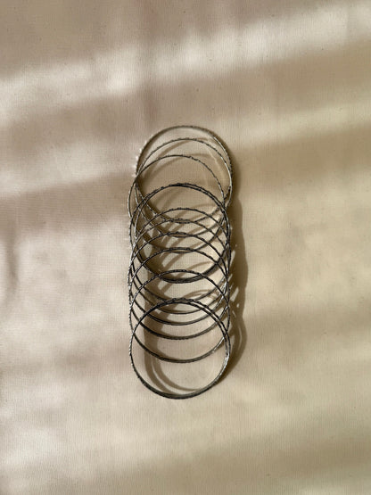 Set of 12 Silver Thin Bangles - New