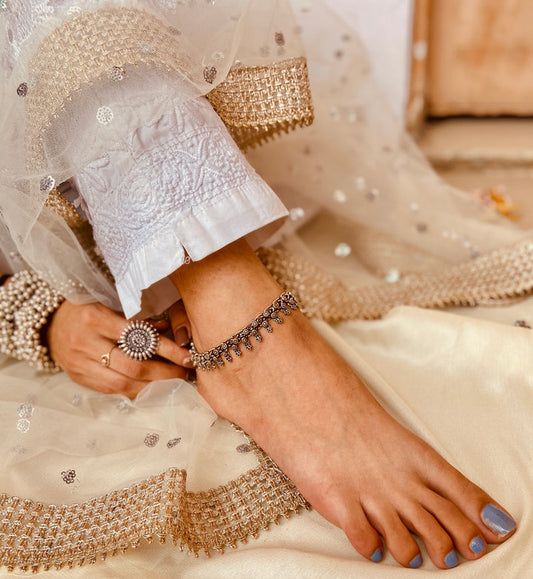 Silver Anklets Pair - One Size, Brand New