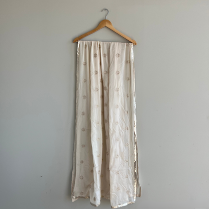 White and Bronze 3-Piece Anarkali with Zari Embroidery - Preloved