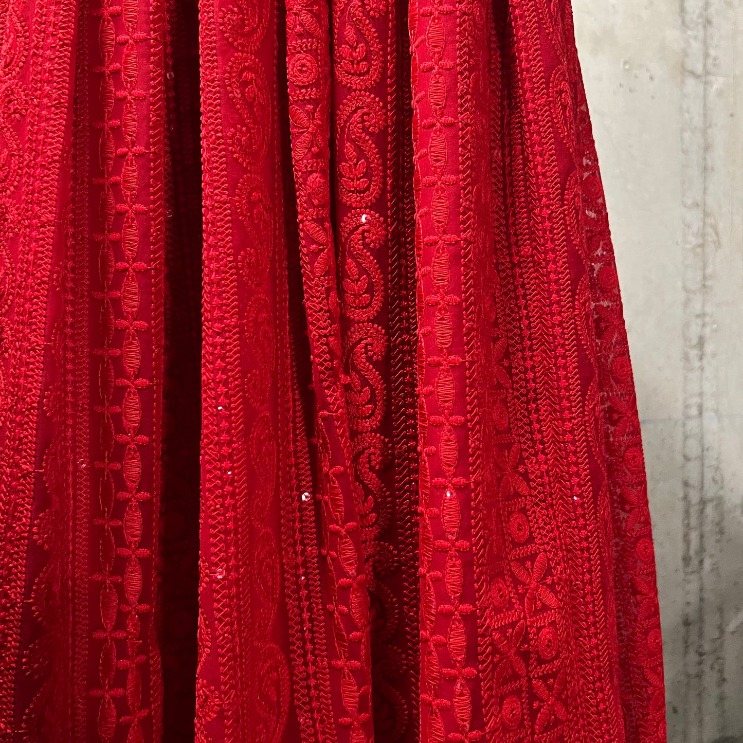 Red Chikankari Anarkali Top - Preloved