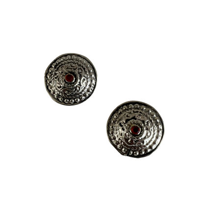 Clip-On Silver Ruby Earrings - New, One Size