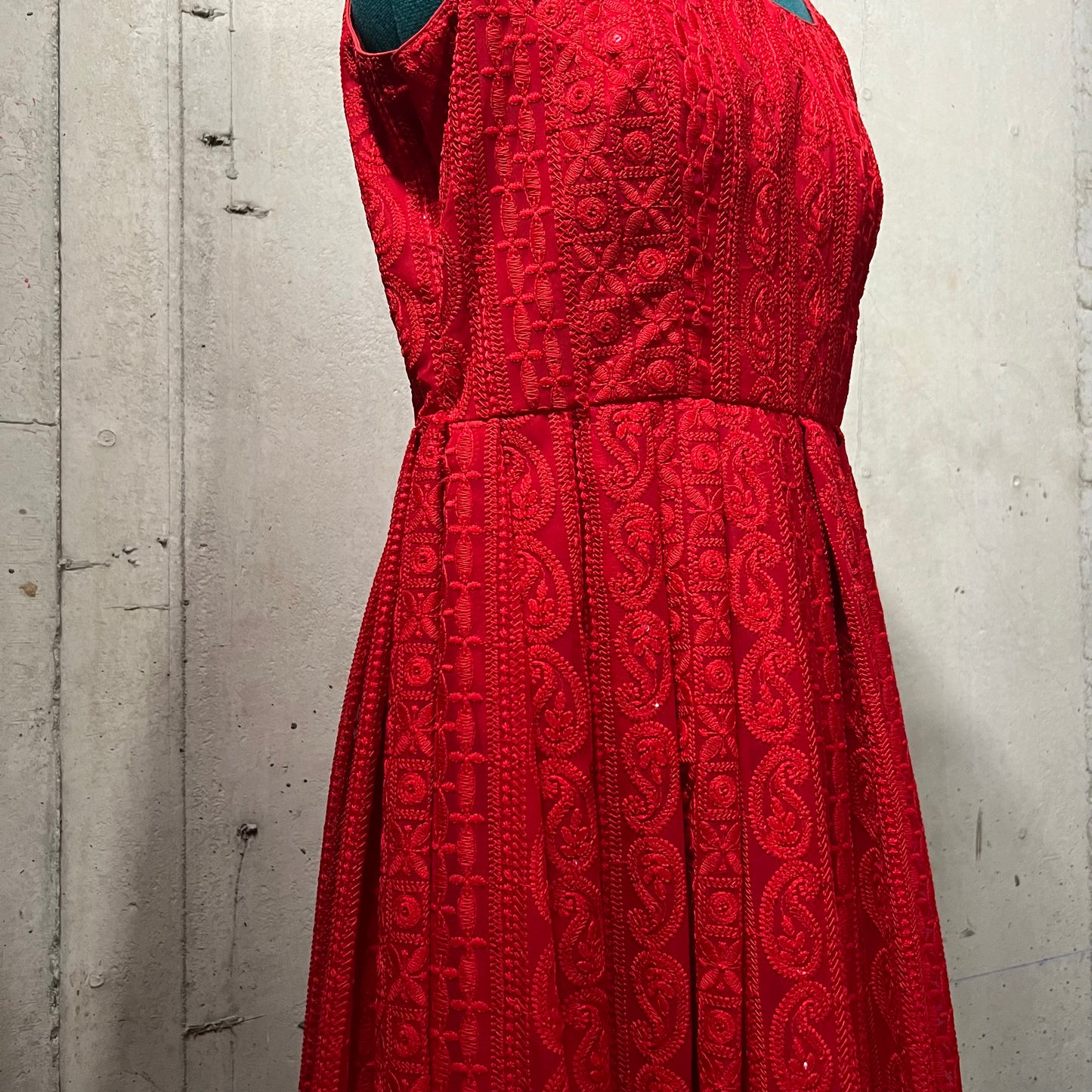 Red Chikankari Anarkali Top - Preloved