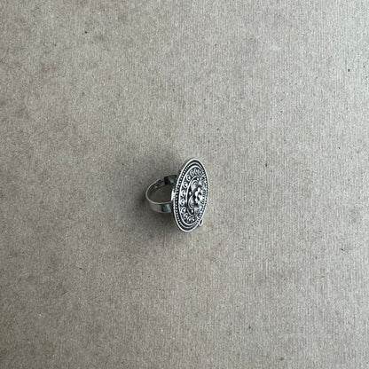 Intricately Designed Traditional Silver Oxidized Ring - New
