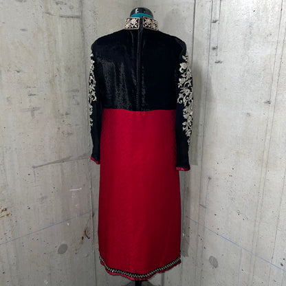 Embroidered High Neck Red and Black Salwar Kameez- Preloved, 40