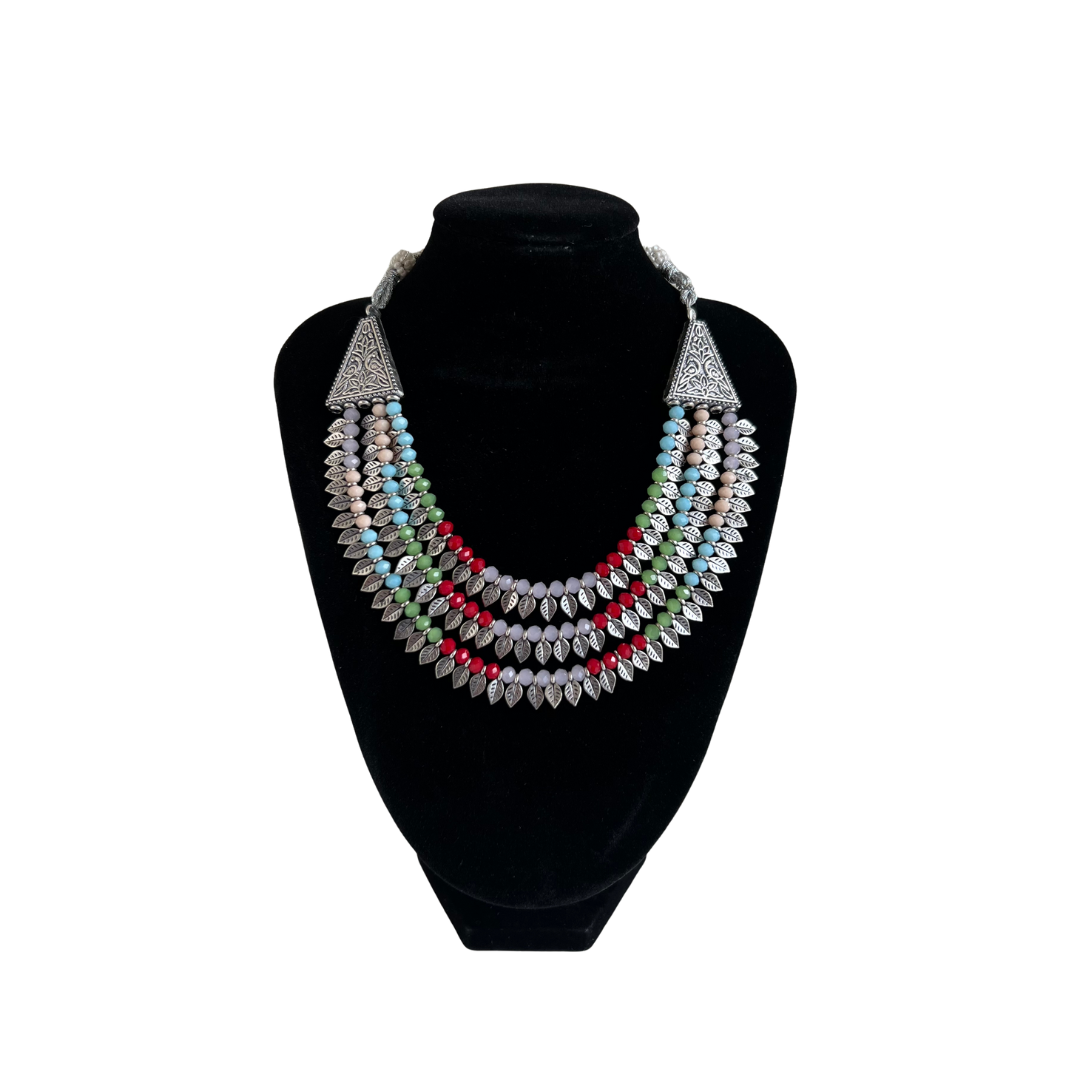 Vibrant Oxidized Boho Necklace - New