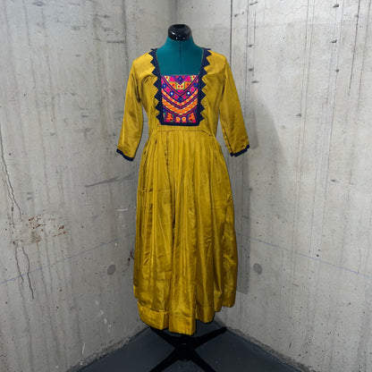 Satin Mustard Anarkali Top - Elegant Ethnic Wear - Preloved